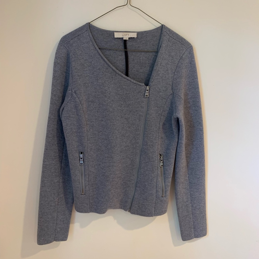 LOFT biker inspired grey jacket